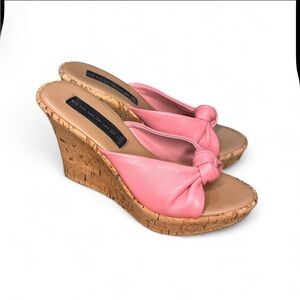 Steve Madden Pink Knot-Detail Cork Wedge Sandals - Women